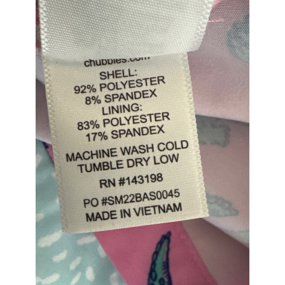 Chubbies Pink Alligator Print Elastic‎ Waist Swim Trunks Men's Med Tropical NWOT - Picture 7 of 9
